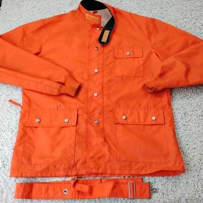 Chaqueta Lemans DE COLECCIÓN Para Hombre Mediana Naranja Cuello Pana Nylon A Presión Años 90 Japón Foto 1 de 4
