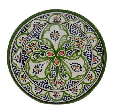 Moroccan Ceramic Plate Salad Pasta Bowl Serving Handmade Wall Hanging 10" Medium - Image 1 of 4