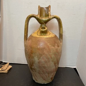 Ancient 13 inch terra-cotta beer/wine strainer jug.W/fill spout&Striner Spout! - Picture 1 of 12