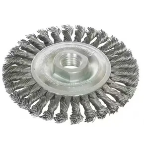 4 in. x 5/8 in.-11 Threaded Arbor Stringer Bead Twist Wire Wheel Brush - Picture 1 of 1