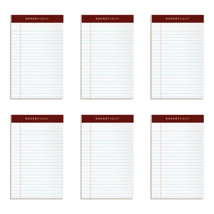 TOPS Docket Jr. Legal-Ruled 50-Sheet Writing Tablets, 5" x 8", White, 6-Pack - Picture 1 of 8