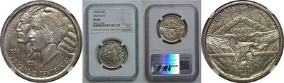 1938-S 50C Arkansas Commemorative Half Dollar NGC MS-66 - Image 1 of 3