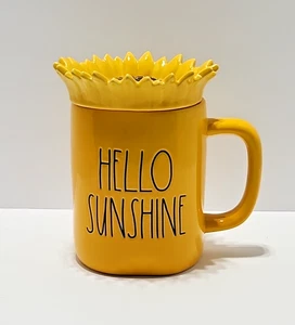 Rae Dunn Hello Sunshine Sunflower Mug Yellow Fall Autumn Coffee Hot Chocolate - Picture 1 of 14