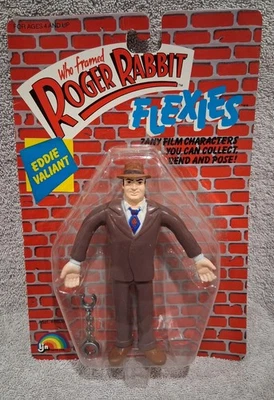 Figura de acción 1988 WHO enmarcó Roger Rabbit Detective Eddie Valiant Flexies LJN Foto 1 de 4