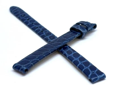 OEM JUVENIA Genuine Alligator Glossy Blue 9mm x 8mm Watch Strap No Buckle NEW - Image 1 of 3