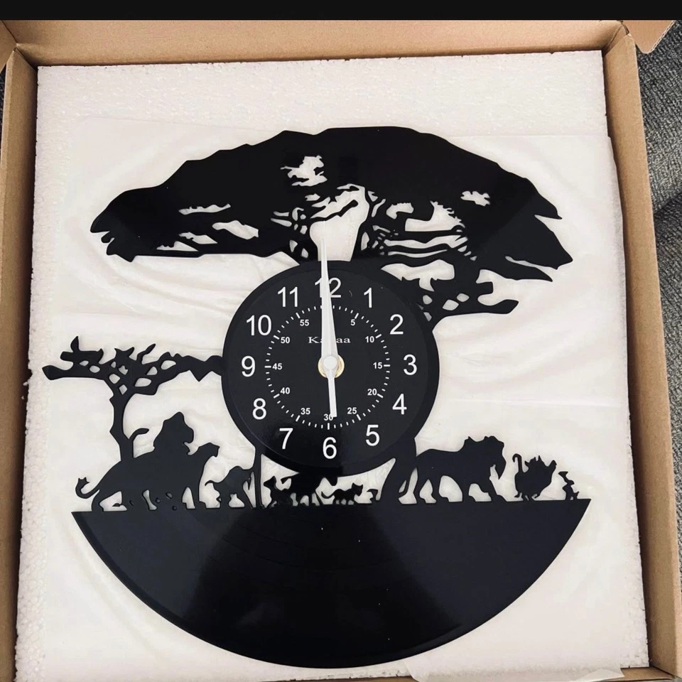 🦁New! Lion King Real Vinyl Record Die-Cut 11.8 X 11.8 Silent Wall Clock - Image 1 of 4