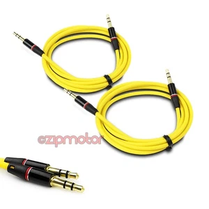 CABLE DE AUDIO 2X 4 PIES 3,5 MM AUX M/M AMARILLO PARA LG OPTIMUS G2 L9 HTC DESEO MOTO X G - Imagen 1 de 1