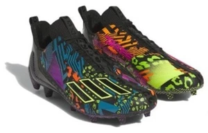 Adidas Adizero 12.0 Mismatch Black Neon Football Cleats IG9569 Mens 9 42.5 WR CB - Picture 1 of 14