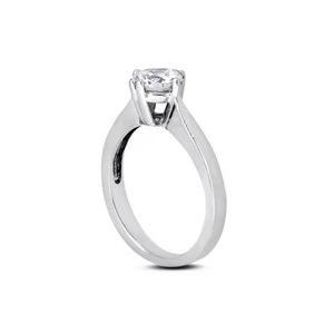 1/4ct F VS2 Round Natural Diamond 950 Plat. Classic Solitaire Engagement Ring - Picture 1 of 6