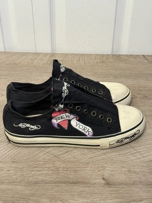 Tenis para mujer vintage Y2K Ed Hardy bajos sin cordones talla 8 LE Nueva York Foto 1 de 4