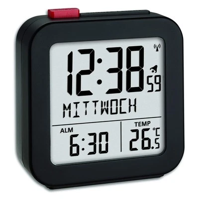 Funk-Wecker 60.2558.01 zur Raumklimakontrolle Weckalarm mit Snooze Wochentag ... - Bild 1 von 4