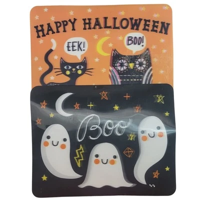 Target Halloween Lenticular Placemats x2 Ghosts Cat Owl Holographic 18"x14" VTG - Image 1 of 4