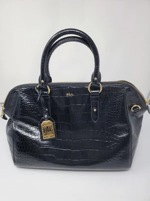 Bolso Cartera Lauren Ralph Lauren Croc Cuero Lanesborough Repujado  Foto 1 de 4