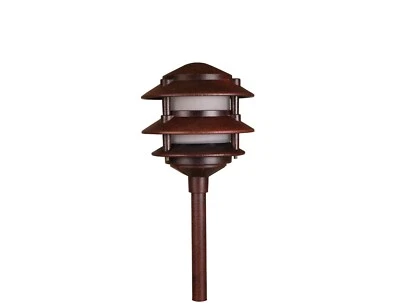 Iluminação de paisagem LED 3 watts baixa tensão - luz de caminho de pagode com acabamento ferrugem   - Imagem 1 de 4