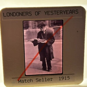 Vintage 35 mm Dia Foto alte Londoner von Yesteryears s/w 1915 Streichholz Verkäufer Verkäufer - Bild 1 von 2