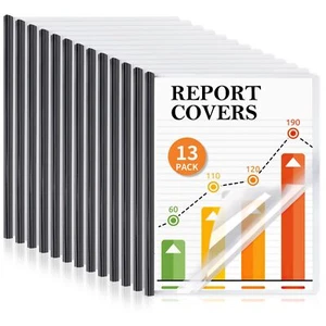13 Pack Clear Report Covers w/ Sliding Bar for Resume Presentation File Folders - Picture 1 of 8