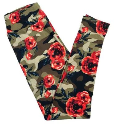 LEGGINGS NOVA COM ETIQUETAS LuLaRoe TC2 UNIDAS FORTES CAMUFLAGEM ROSAS FLORAL AMERICANA 4 DE JULHO DE 2020 - Imagem 1 de 2