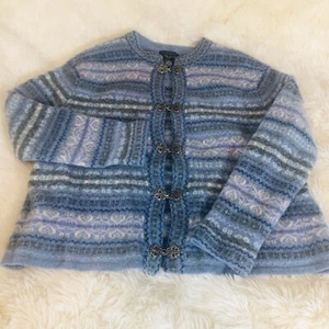 Cárdigan suéter SKYR para mujer PL islandés nórdico isla justa azul rosa crema - Imagen 1 de 11