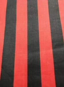 One Inch Stripe Poly Cotton Fabric Print Black Red 58" Wide SOLD BY THE YARD - Picture 1 of 1