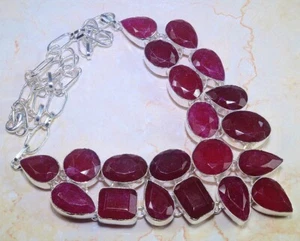 HANDWERK NATUR RUBIN 925 STERLING SILBER HALSKETTE HALSBAND CHOKER - Bild 1 von 3