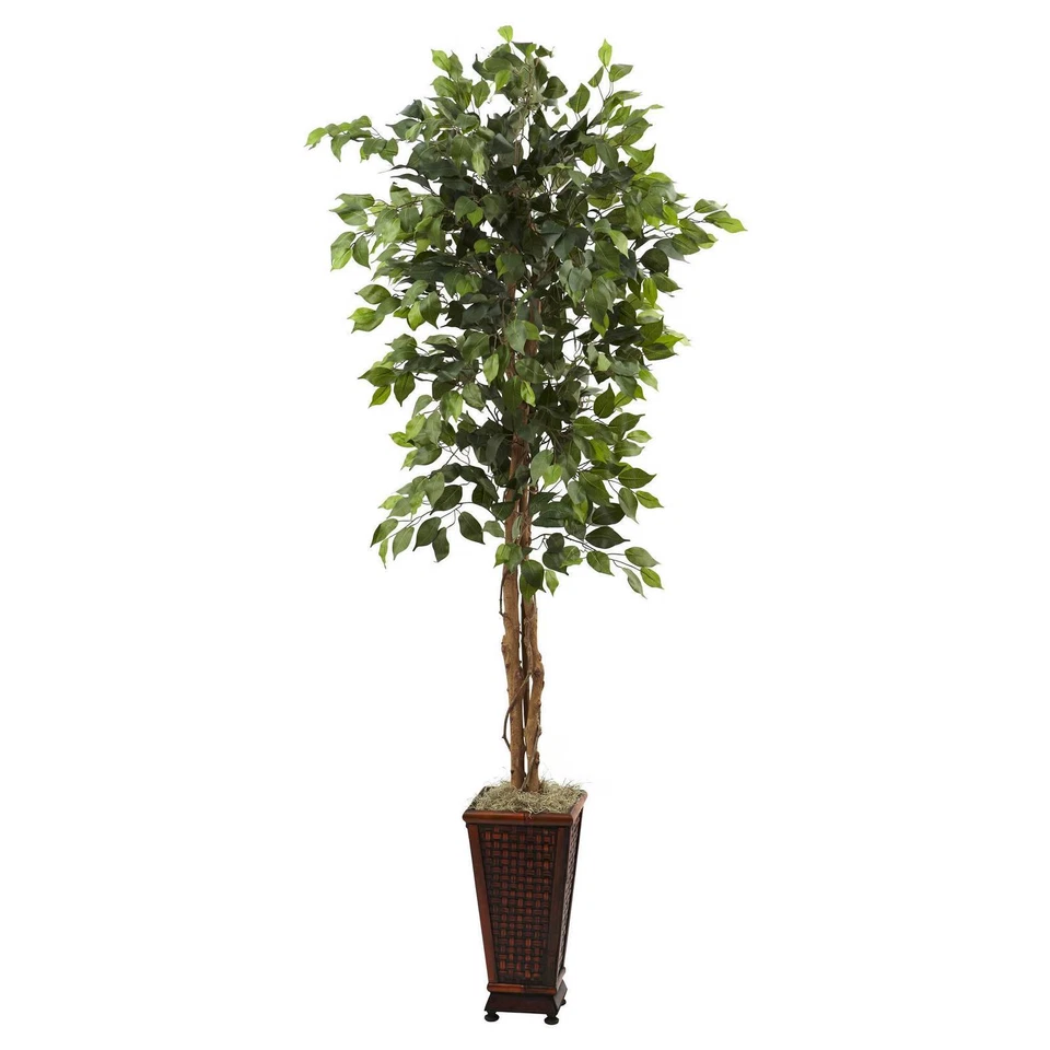 Nearly Natural 5925 6.5-ft Ficus With Decorative Planter