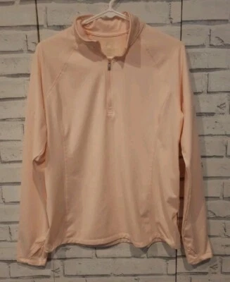 Pullover de golf Adidas para mujer talla L 1/4 cremallera naranja claro mangas largas con agujeros para el pulgar Foto 1 de 4