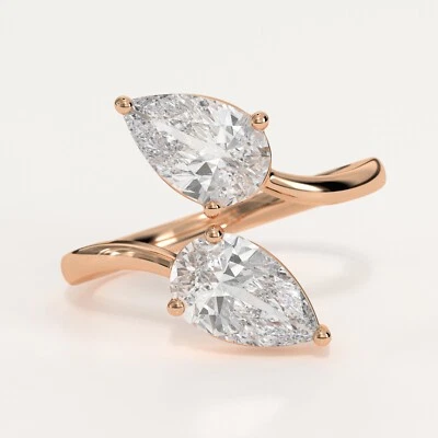 2.06Tcw Pear IGI Lab Grown Diamond Toi-Et-Moi Engagement Ring In 14K Rose Gold - Image 1 of 4