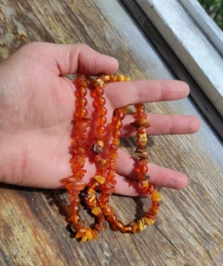 Vintage amber necklace, amber jewelry, chaplet, beads, Baltic amber - Picture 1 of 6