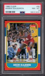 1986-87 Akeem Olajuwon Fleer Basketball Rookie Karte #82 bewertet PSA 8 (NM-MT) - Bild 1 von 2