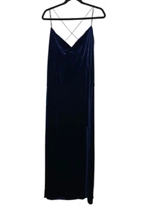 (NEU) Zara großes Damen-Slipkleid hoher Schlitz Samt blau Maxi - Bild 1 von 11