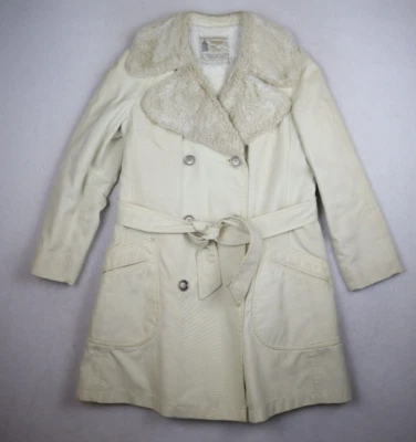 Abrigo Mujer Vintage Años 70 Talla 12 Beige Imitación Piel Forrado Doble Pecho London Niebla Foto 1 de 4