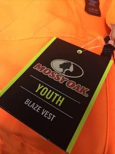 Youth Hunting Safety Vest Mossy Oak Blaze Orange Padded Shoulders  2XL (18) - Picture 1 of 7