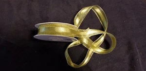Olivgrün 7/8" transparentes Organzaband mit Satin Mitte 25 Yards - Bild 1 von 3