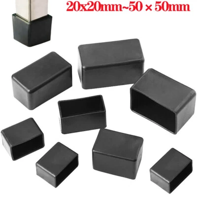 MARKENLOS Quadratischer/Rechteckig Gummistuhl Tischfüße Möbelende Abdeckung Kappen Schwarz