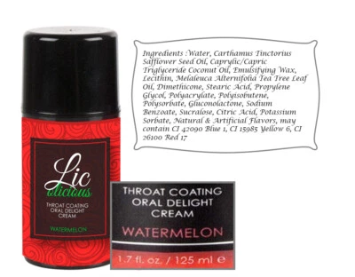 Lic O Licious Oral Delight - Throat Coating Oral Sex Cream -  Watermelon 1.7 Oz - Image 1 of 3