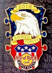 2018 HARD ROCK CAFE MYRTLE BEACH ARMED FORCES BALD EAGLE GUITAR HEADSTOCK LE PIN - Picture 1 of 1