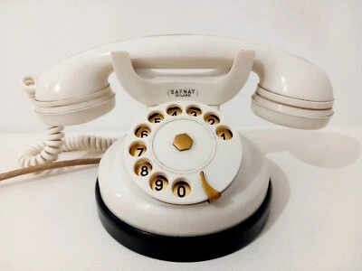 Telefono Safnat Milano a Disco Bachelite Bianca Anni 60 - Immagine 1 di 4