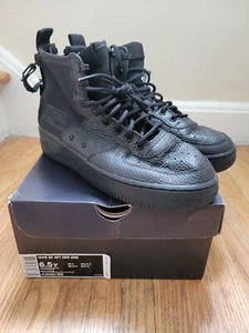 Nike SF Air Force 1 Mid Triple Black (GS) AJ0424-003 Youth Size 6.5Y Rare AF1 - Picture 1 of 13