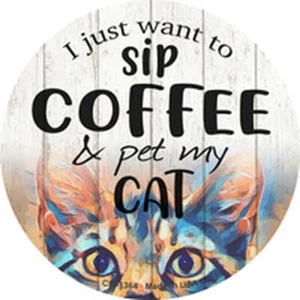 Juego de 4 montañas rusas circulares Sip Coffee and Pet My Cat - Imagen 1 de 2