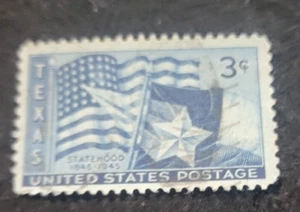 # 938 - 1945 3c Texas Statehood ~ Centennial ~ Blue ~  1 ~  Used Stamp US - Picture 1 of 2