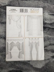 Sewing Pattern V7984 Window Treatments Curtains Drapes Valance Vogue Decor - Picture 1 of 8