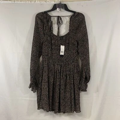 全新带标签 Lucy Paris 黑色花卉女式连衣裙,尺寸 L — 第 1/3 张图片