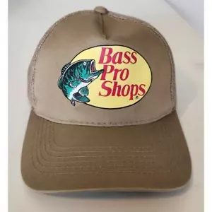 Bass Pro Shop Khaki Colored Baseball Cap Hat Adj Snap Back Fishing Outdoor - Picture 1 of 11