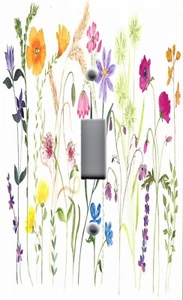 Light Switch Plate Cover with images Floral WILDFLOWERS on WHITE 1 - Picture 1 of 26