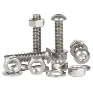 M5 M6 M8 M10 Button Head Allen Bolt Hex Screws Nuts Washers A2 Stainless Steel - Picture 1 of 30