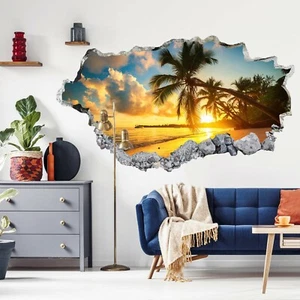Beach Sunshine Coconut Tree 3D Smashed Wall Decor Removable Wall Decal Sticker  - Bild 1 von 12