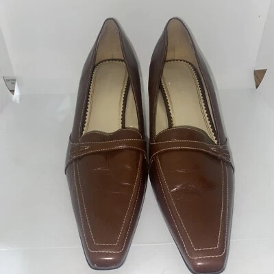 Naturalizer Alivia Womens Brown Leather Pointed Toe Heeled Loafers Comfort - 10M - Image 1 of 4