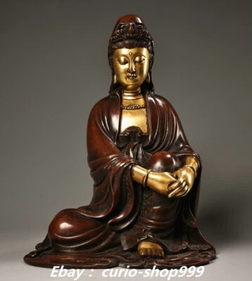 Estatua de la diosa Kwan-yin Guan Yin Boddhisattva de bronce púrpura de 11" de China Foto 1 de 4