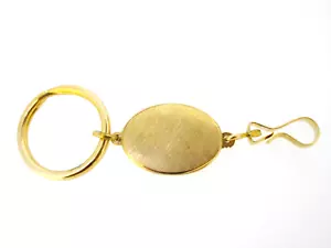 Anson Goldtone Key Ring Protector Holder Oval Metal Engravable - Picture 1 of 4