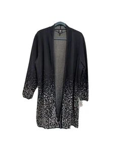 NEW/JM COLLECTION/WOMEN'S/OPEN FRONT CARDIGAN/PLUS 3X/BLACK/GOLD/KNIT/METALLIC/ - Picture 1 of 12
